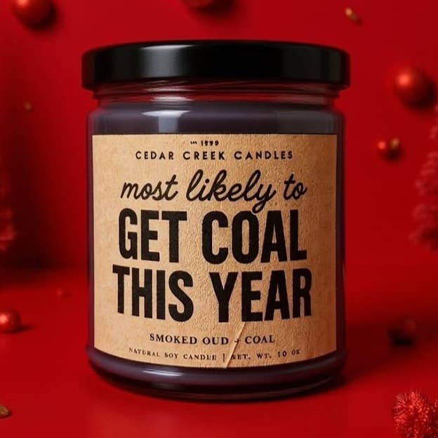 Soy Candle Holiday Pun - Get Coal This Year for wholesale by Cedar Creek Candles