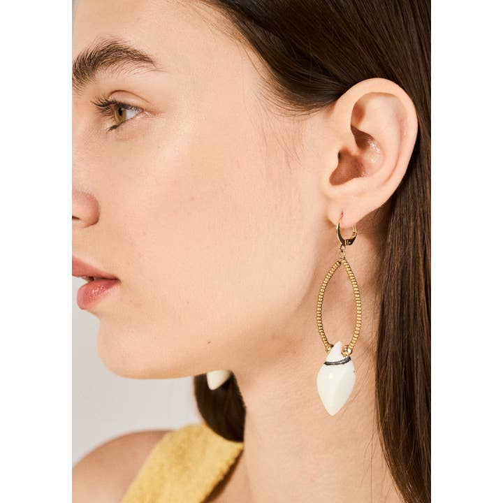 NALI' - Wholesale Dangle Earrings - SHILA EARRINGS W/ BRONZE BEADS - N631