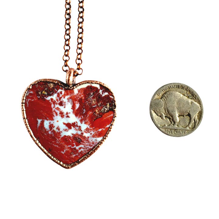 MergingMetals - Vendita all'ingrosso Collana con ciondolo/pendaglio - Collana cuore diaspro rosso