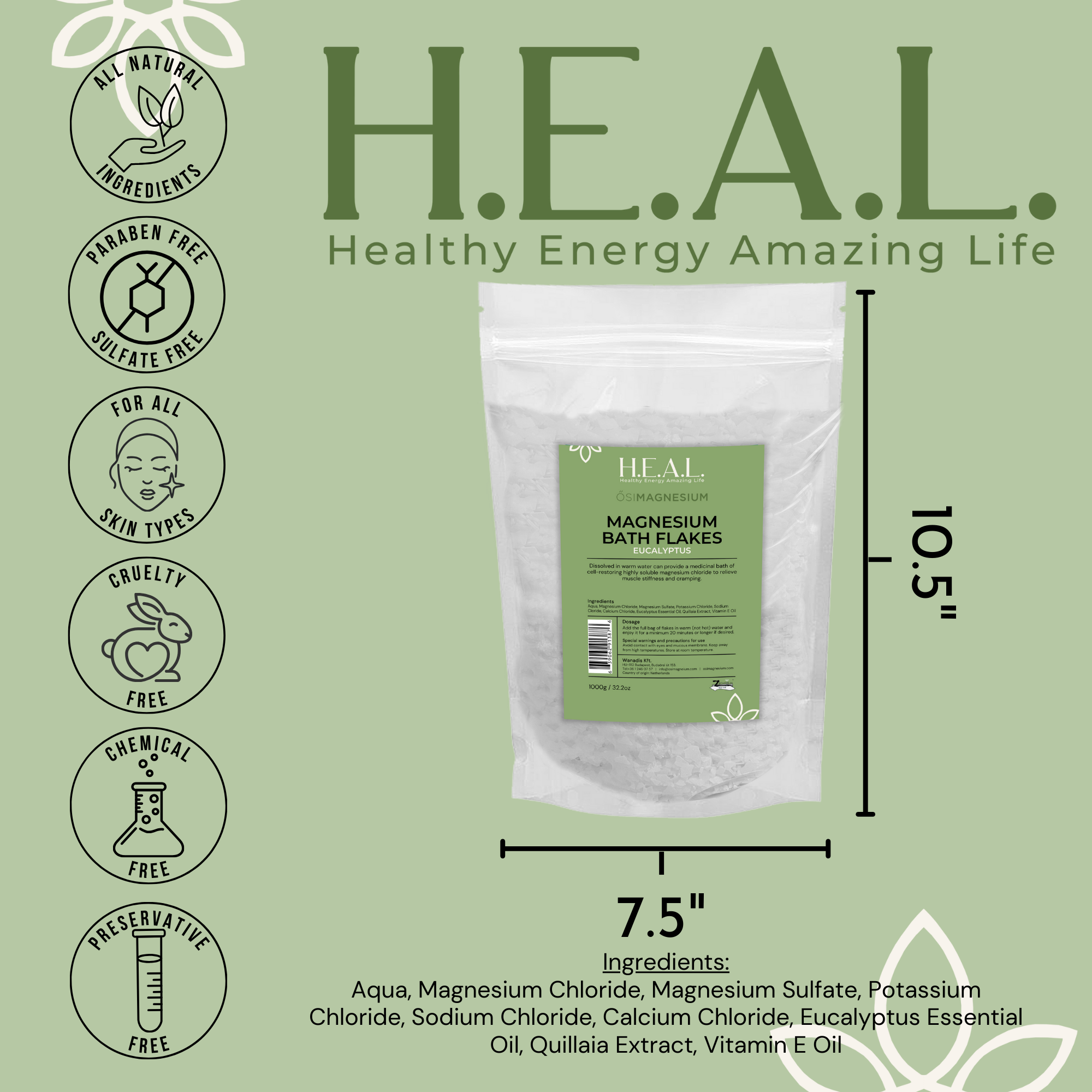 Healthy Energy Amazing Life - Wholesale Bath salts - ŐSIMAGNESIUM Bath Flakes with Eucalyptus Essential Oil3