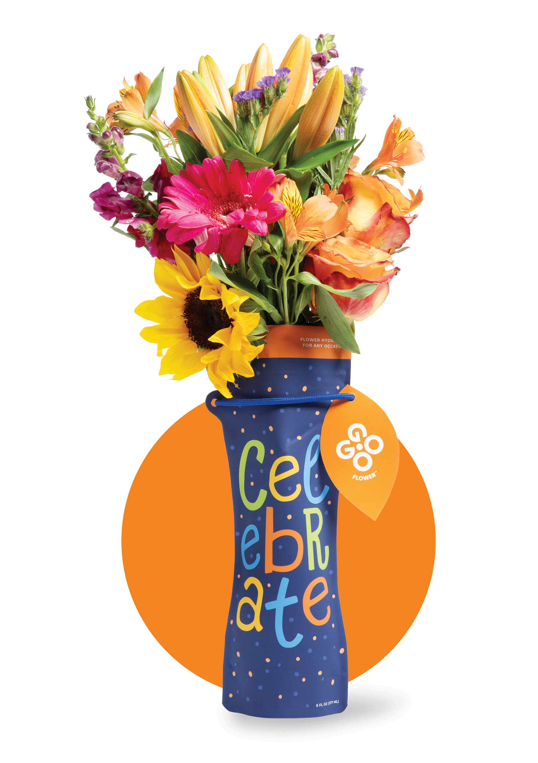 GOGO Flower - Wholesale Vase - CELEBRATE Flower Pouch/Vase (with water and flower food)1