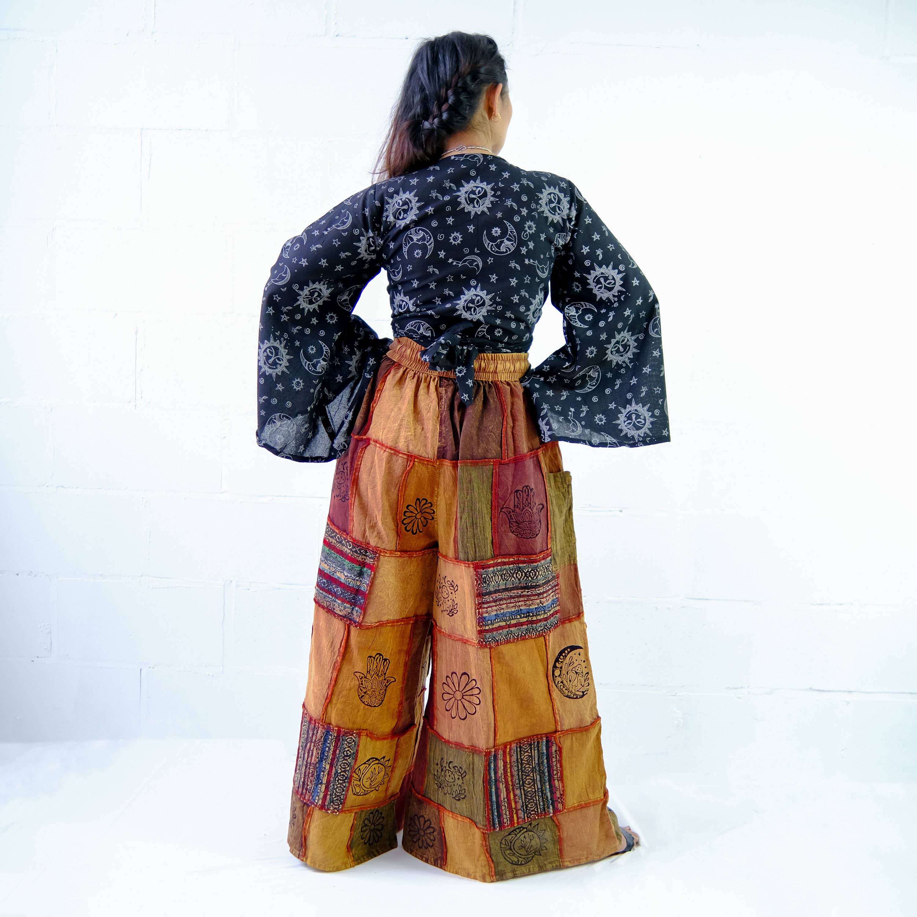Karma Nepal Crafts - Wholesale Pants - Women's - Cotton Patchwork Wide Leg Boho Pants15