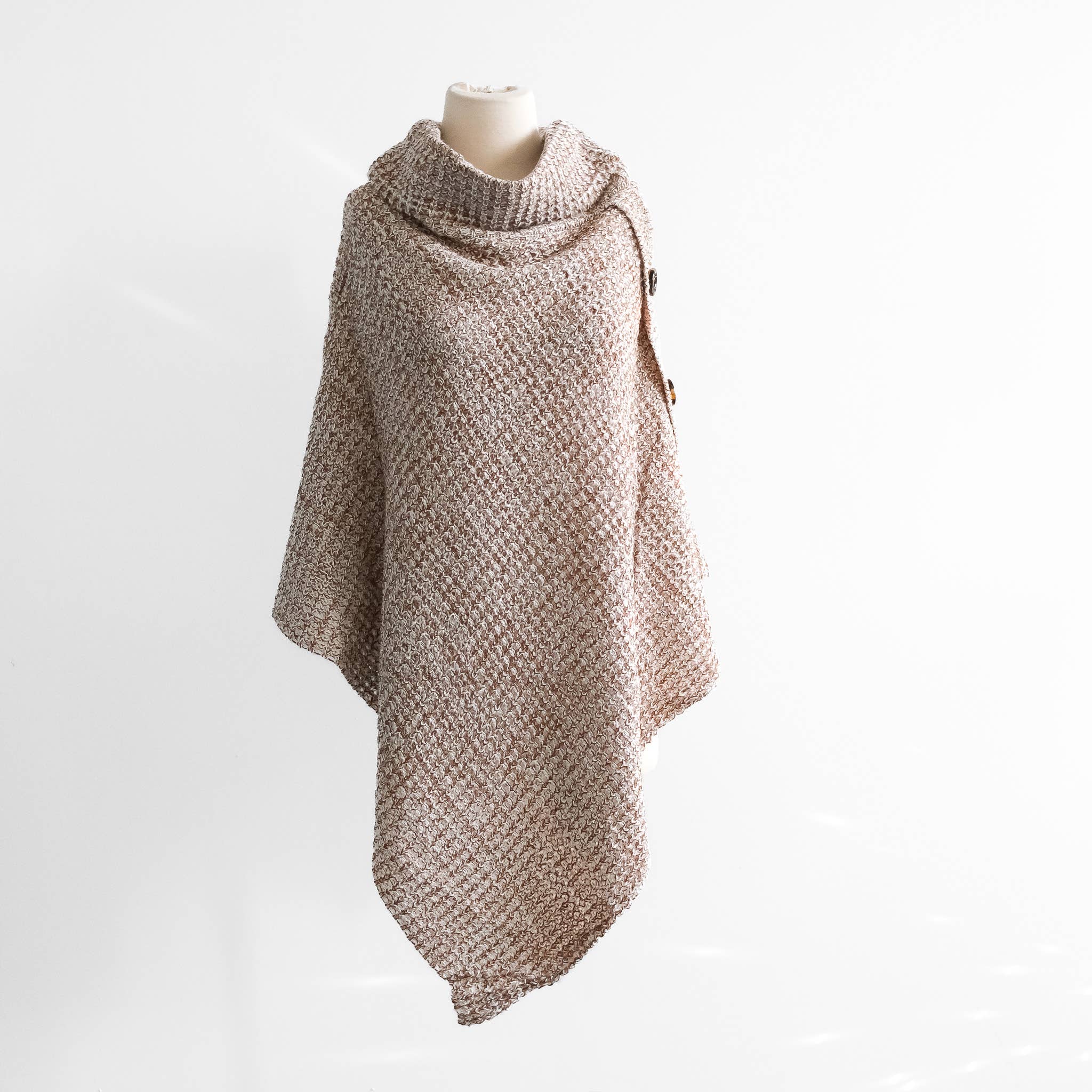 Karma Nepal Crafts - Wholesale Poncho - Women's - Hand Knit Turtle Neck Two Way Fall/Winter Poncho16