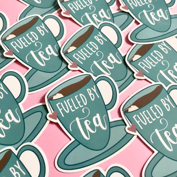 Fueled by Tea Sticker for wholesale by ECLetters