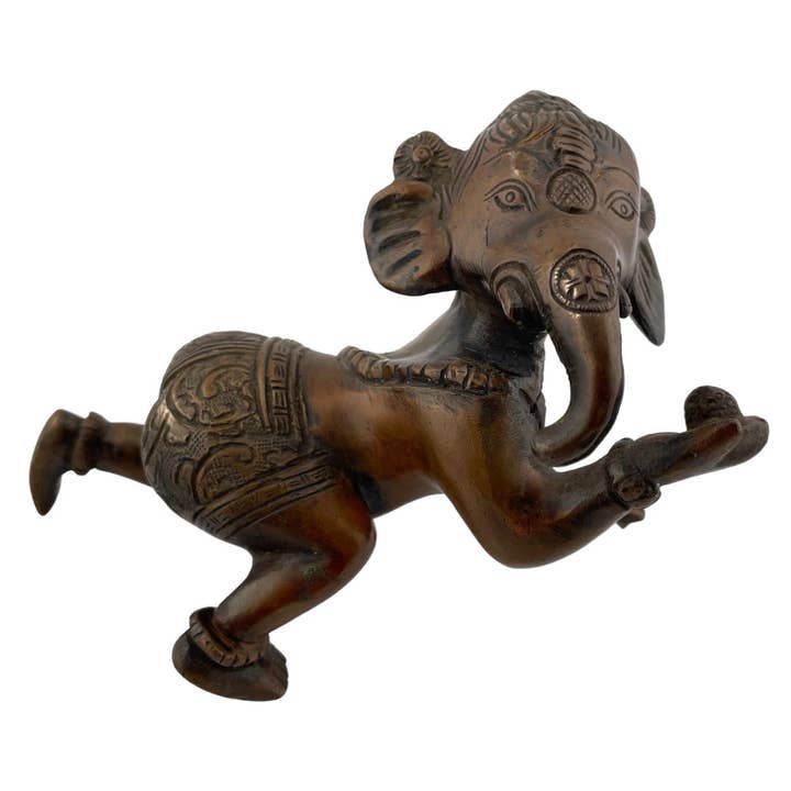 Crawling Baby Ganesh Hindu Bronze Statue Paperweight 5L for wholesale by Museum Wholesale Inc