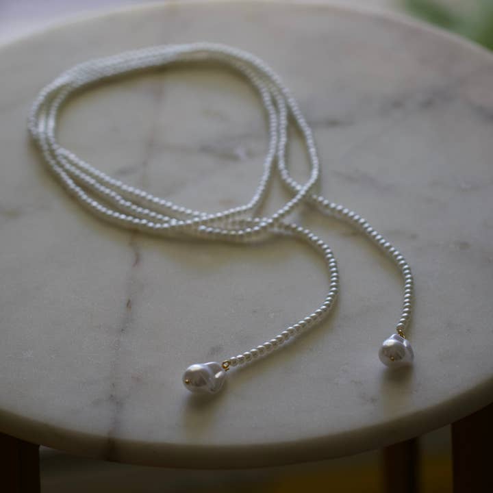 Wrap Pearl Lariat Necklace | Necklace – 48” Glass Pearl Lariat for wholesale by Deep South Originals Inc.