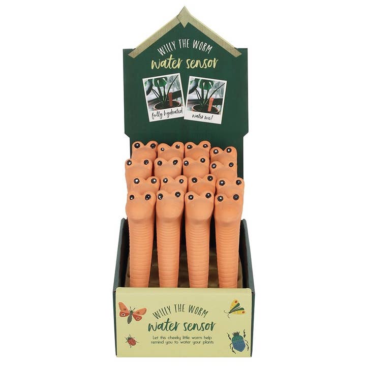 Something Different Wholesale - Wholesale Outdoor Ornament/Decor - Set of 16 Willy the Worm Plant Water Sensors in Display