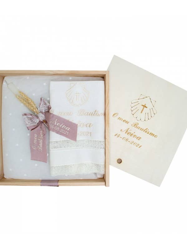 Sæt med dåbslys og tørklæde med trækasse - Paris for engroshandel hos Borda y Más Complementos Infantiles, S.L.