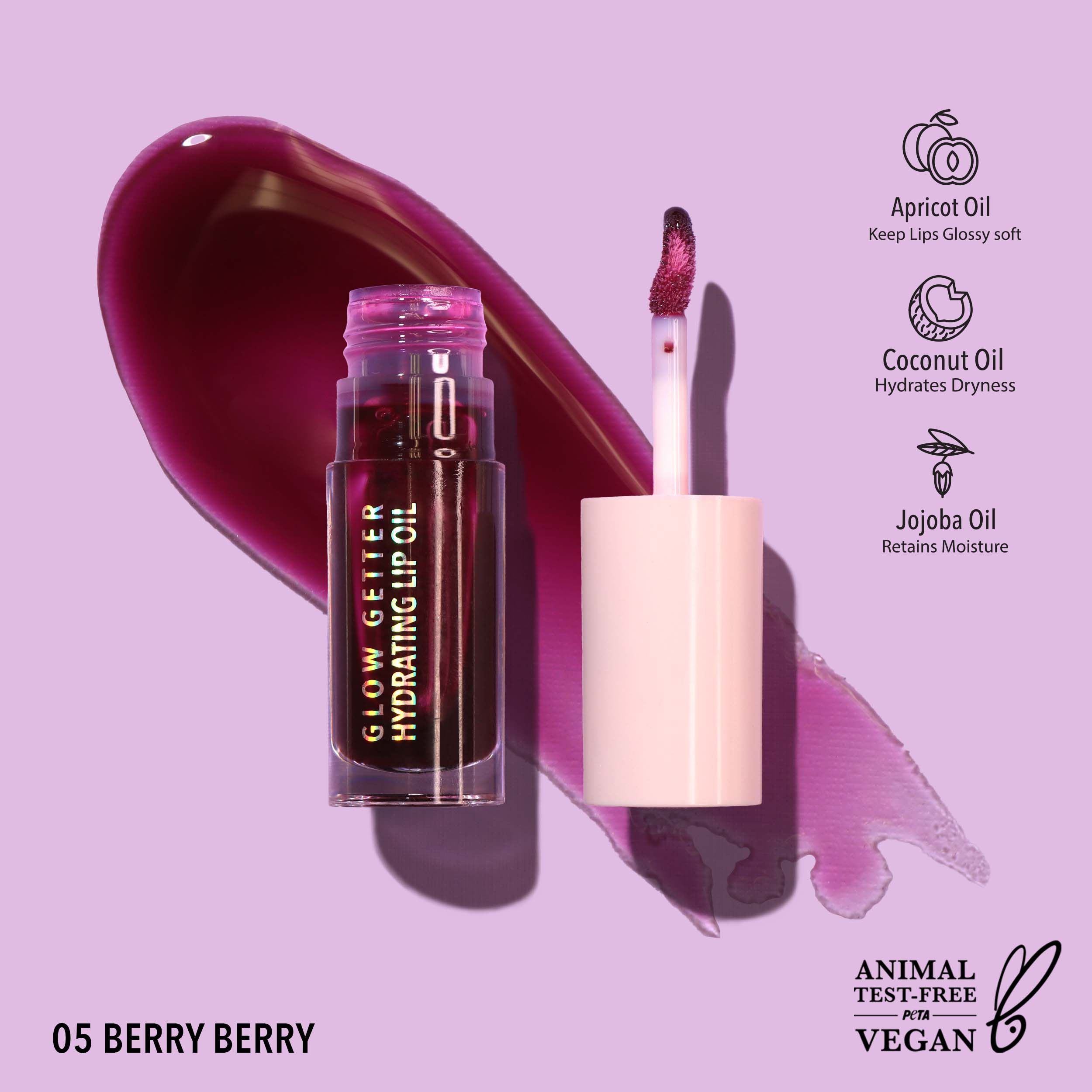 Moira Cosmetics - Wholesale Lip Gloss - Glow Getter Hydrating Lip Oil (005 Berry Berry)