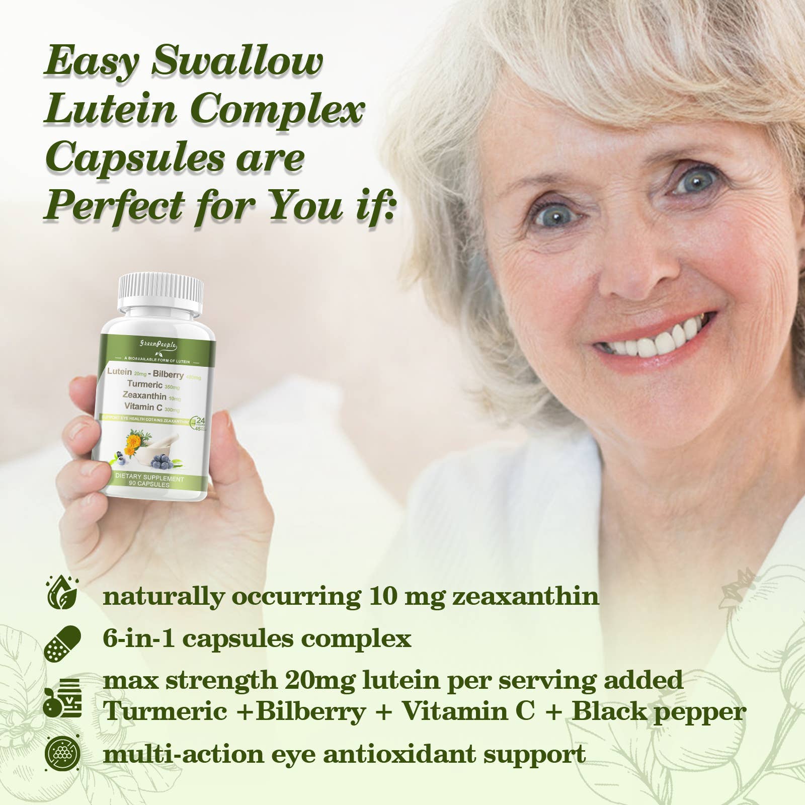 GreenPeople - Vente Supplément oral/vitamine - GREENPEOPLE (Lot de 12) Complexe Vision Lutéine 6-en-14