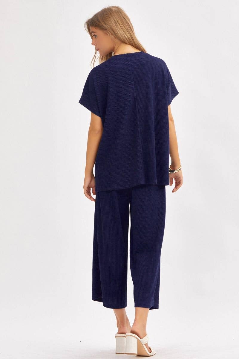 Dear Scarlett - Vendita all'ingrosso Completo top e pantaloni (NON loungewear) - Donna - Top Solido + Pantaloni a Gamba Larga TRVSET-PALMBEACH5