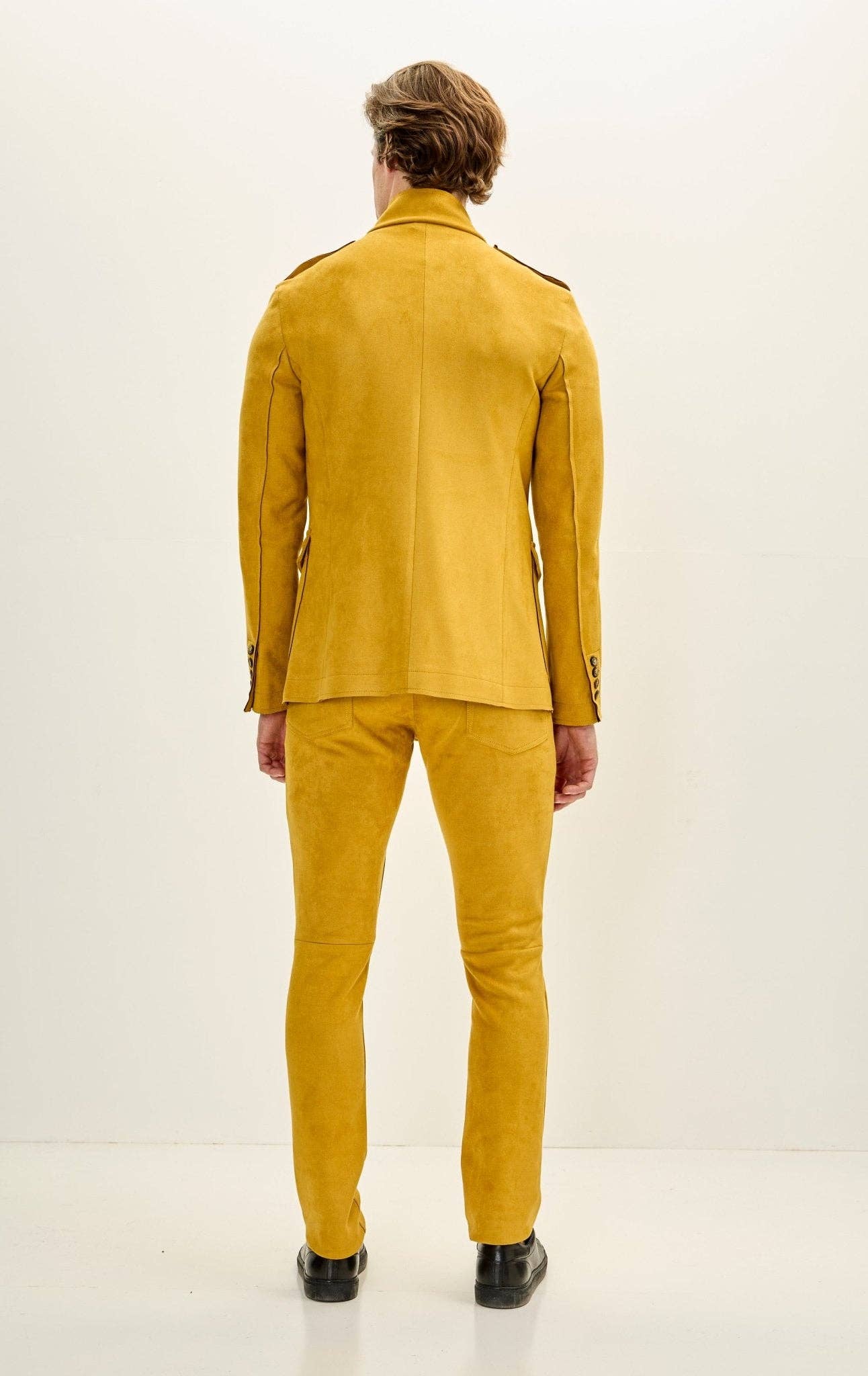 Men's Faux Suede Safari Jacket - Mustard for wholesale on Faire3