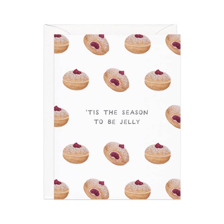 Amy Zhang – wholesale Hanukkah-kort – Sufganiyot Jelly Donut - Mat Pun Hanukkah-kort1