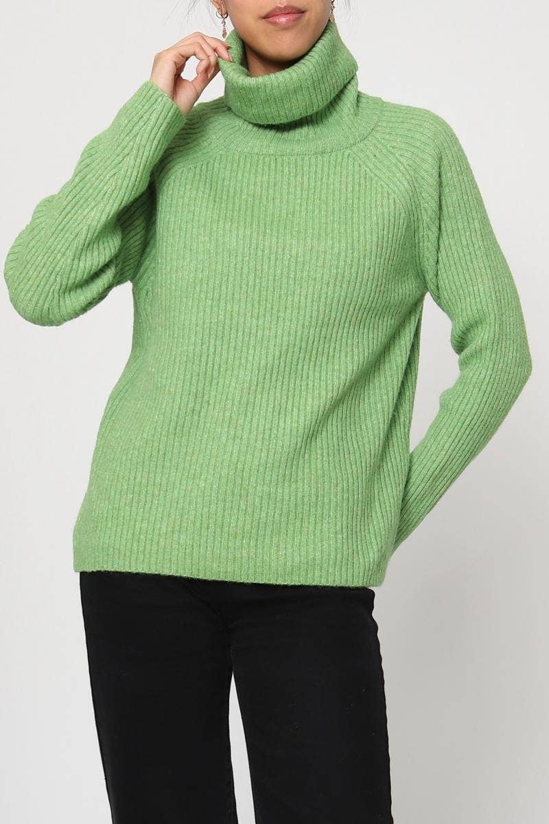 DIX-ONZE - Vente Pull en maille – femme - Pull Maille Côtelée – Col Roulé & Manches Longues40