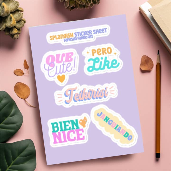 Spanglish Klistermærkeark | Tosprogede Sjove Latinx Udtryk for engroshandel hos Fanesha Fabre