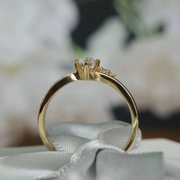 Mathieu Blanchard - Vendita all'ingrosso Anelli multipietra - Anello solitario in oro 10K e moissanites8