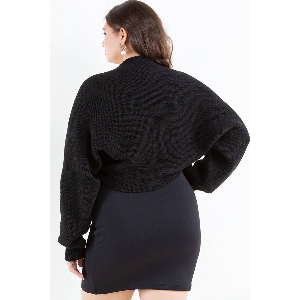 Curve Market – Cardigan - Mulher por atacado – CASACO CURTO ABERTO DE MALHA TAMANHO GRANDE3
