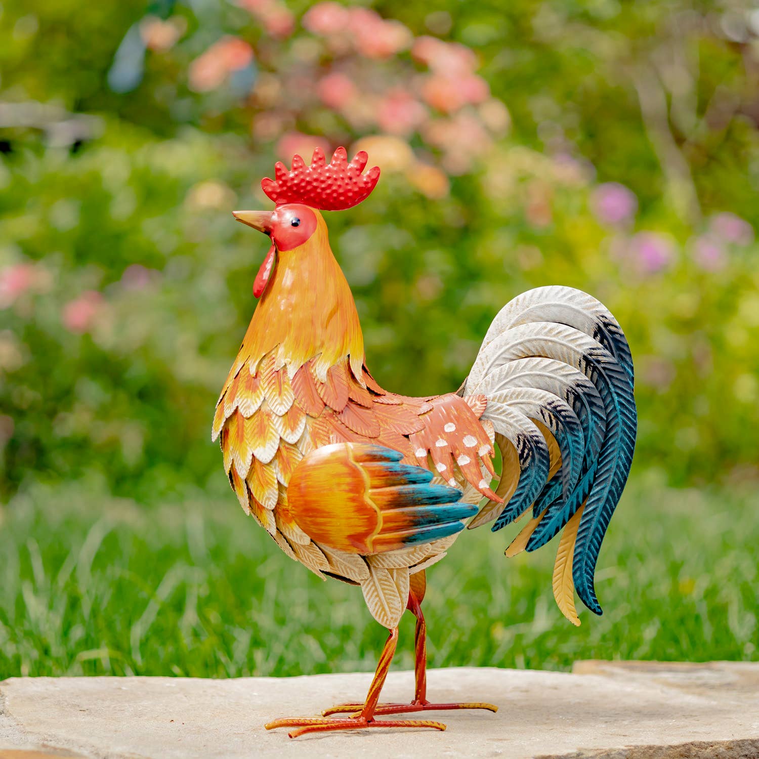 Zaer Ltd. International - Wholesale Outdoor Ornament/Decor - Galvanized Iron Rooster Figurines- 6 Assorted Styles4