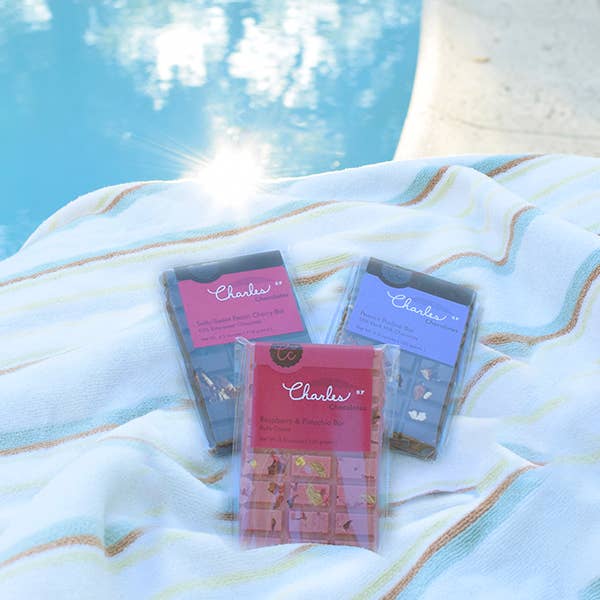 Charles Chocolates - Wholesale Chocolate Bar - Ruby Cacao Raspberry Pistachio Bar, 3.5 oz3