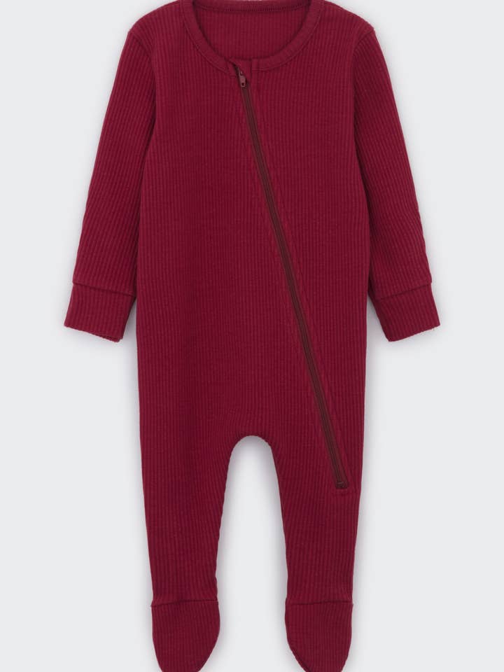 DreamBuy – Fato de dormir – Bebé por atacado – Casaco de dormir com fecho vermelho Claret Babygrow Onesie
