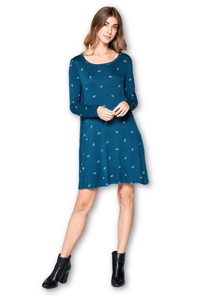 Made in USA - Long Sleeve Modern Tunic Dress for wholesale by LKLUV