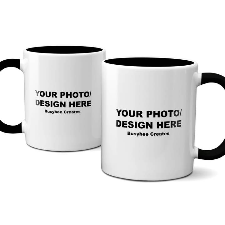 Custom Mug Inner and Handle in Black 11 oz. for wholesale by Busybee Creates