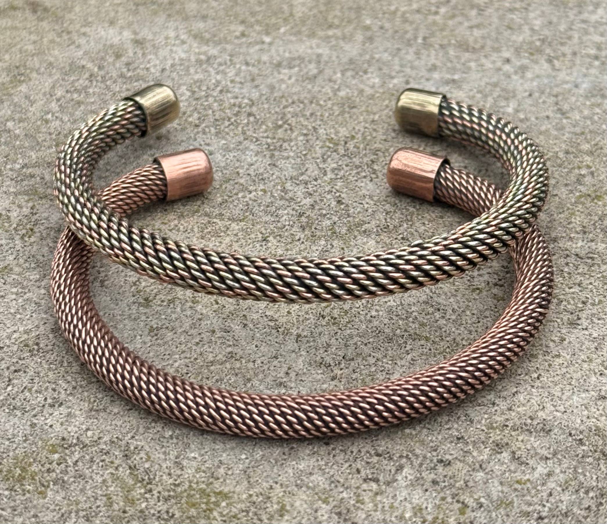 Lungta Imports - Wholesale Cuff Bracelet - Pure Copper Twisted Open Back Bracelet for Women and Men 8