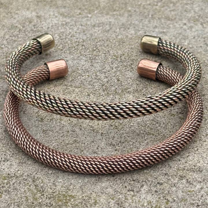 Lungta Imports - Wholesale Cuff Bracelet - Pure Copper Twisted Open Back Bracelet for Women and Men 8