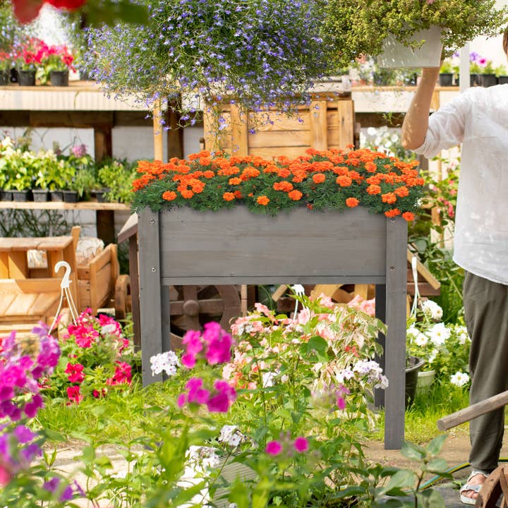 39F Inc. - Wholesale Planter Box - 31" Raised Garden Bed with Legs, Brown/Grey7