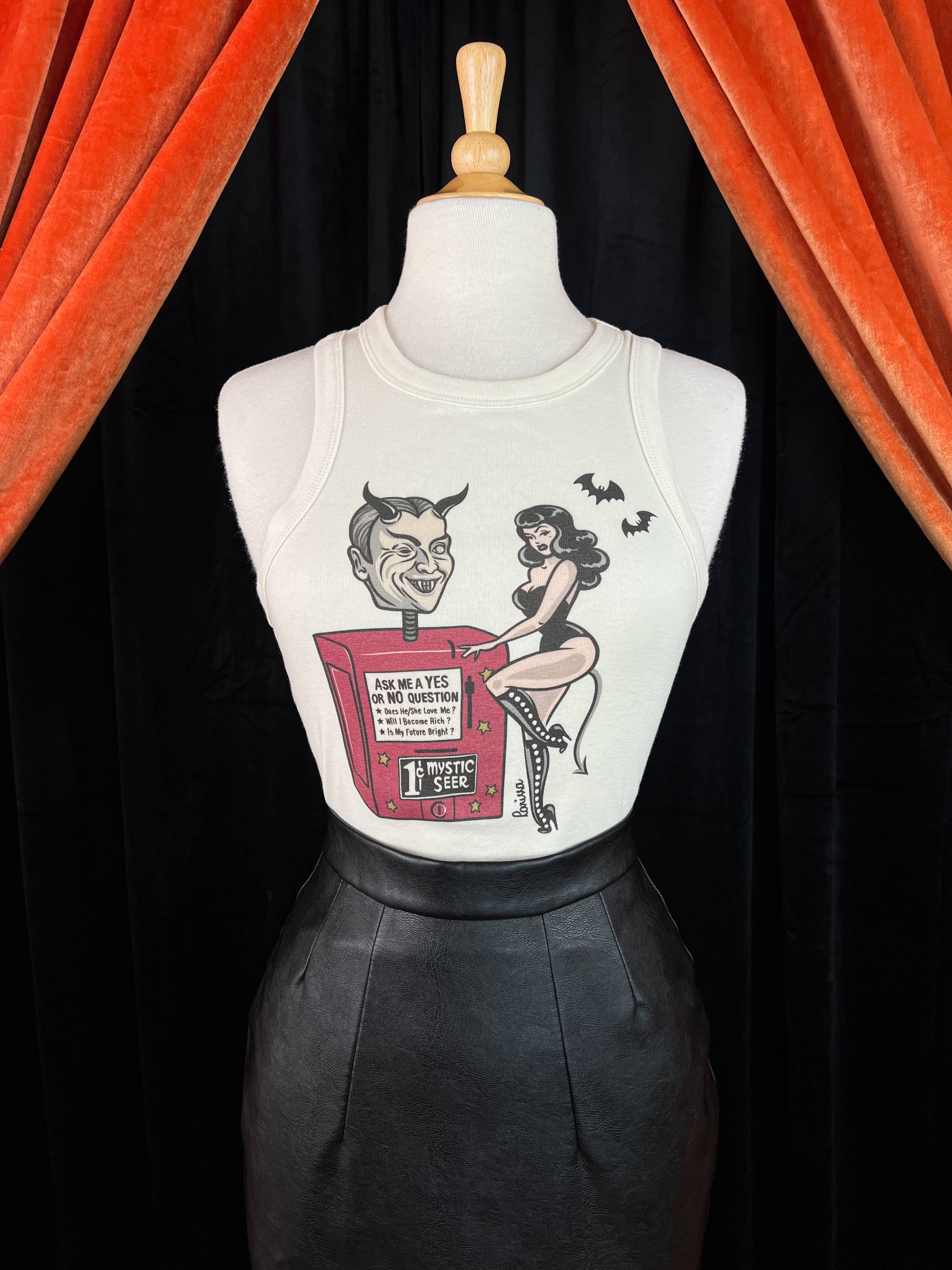 Mischief Made – wholesale Tank top – Women′s – Devil's Fortune Rib Racer Tank in Natural 1