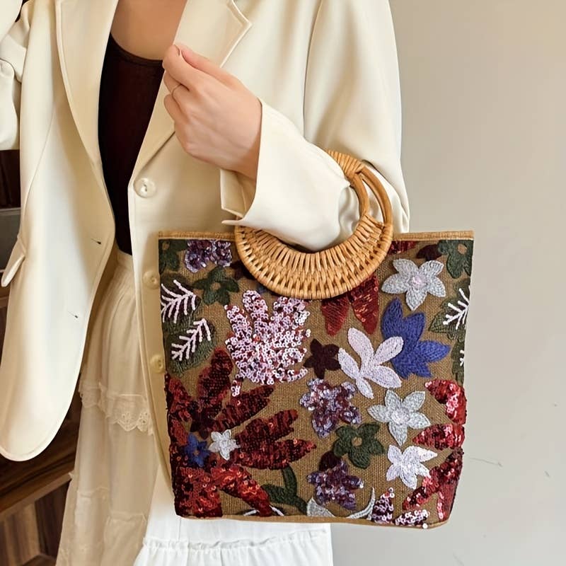 NARWEY INC – wholesale Tote bag – Women's – 1Pc High-End Glitter Straw Woven Tote Bag For Summer4