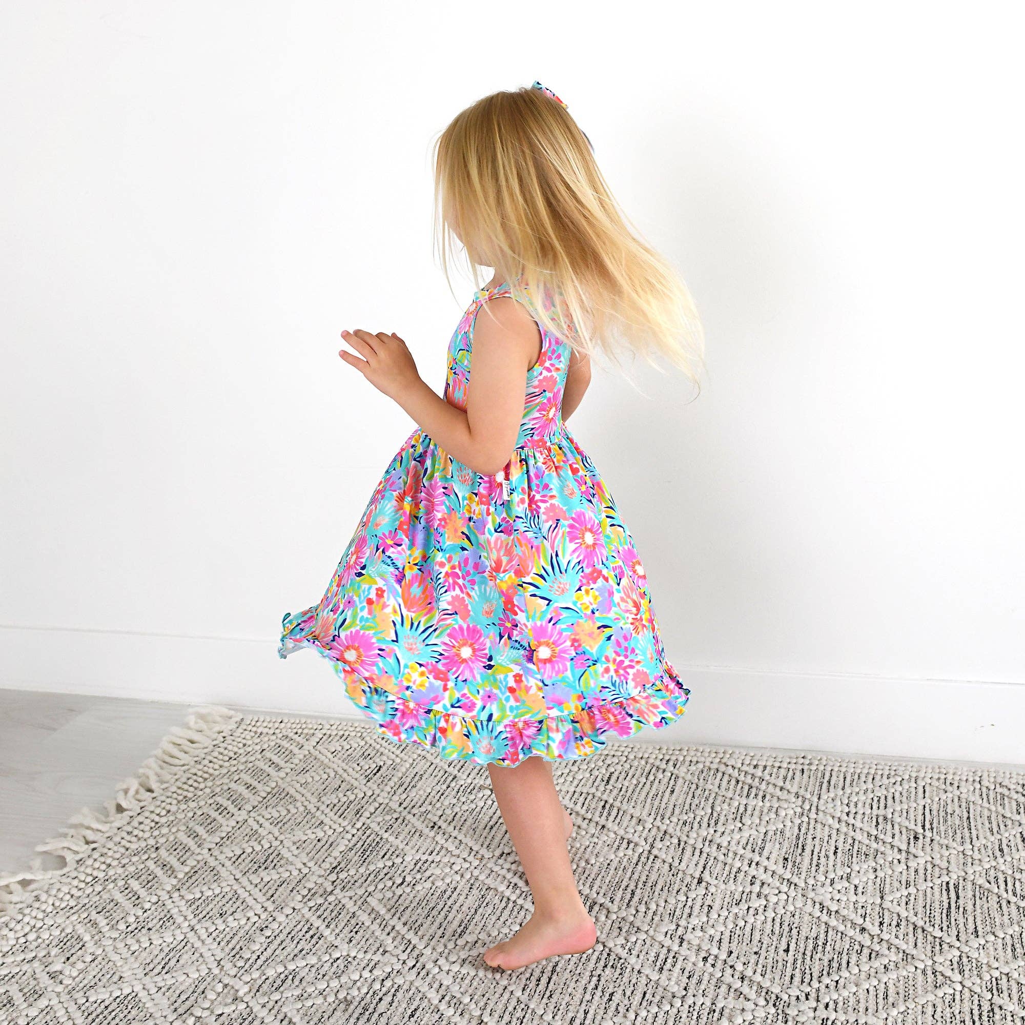 Gigi and Max - Wholesale Dress - Kids - Megan Floral Tank Twirl Dress Bamboo 3