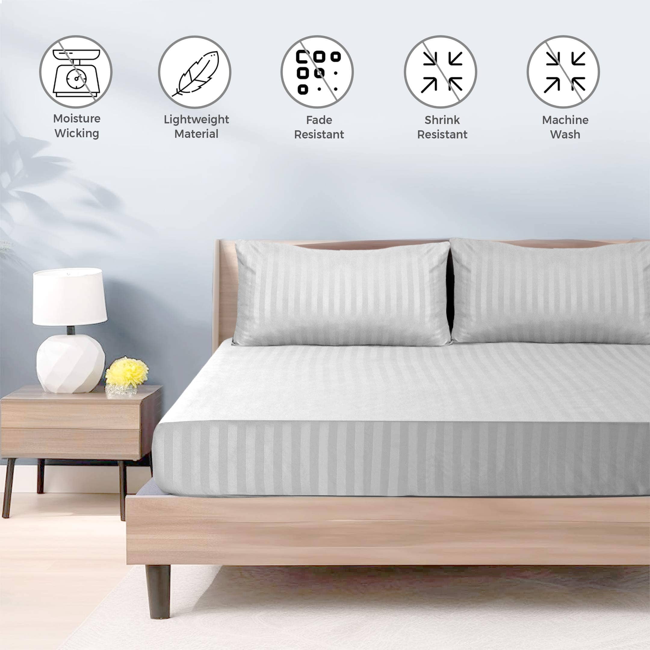 Cotton Passion - Wholesale Fitted Sheet - Satin Stripe Deep Pocket Fitted Sheets Deep Up to 25cm20