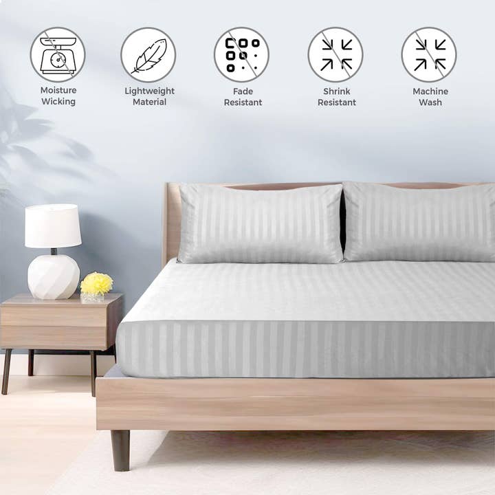 Cotton Passion - Wholesale Fitted Sheet - Satin Stripe Deep Pocket Fitted Sheets Deep Up to 25cm20