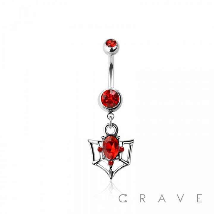 CRAVE - Wholesale Belly Ring - 316L SURGICAL STEEL MULTI CZ WEB WING DANGLE BELLY BUTTON2
