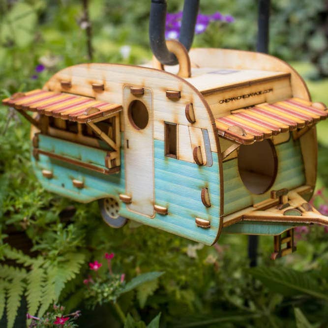 One Man One Garage - Wholesale Bird House - Vintage Camper Bird House Scale model playset you can build and use! Bring back the love of travel!2