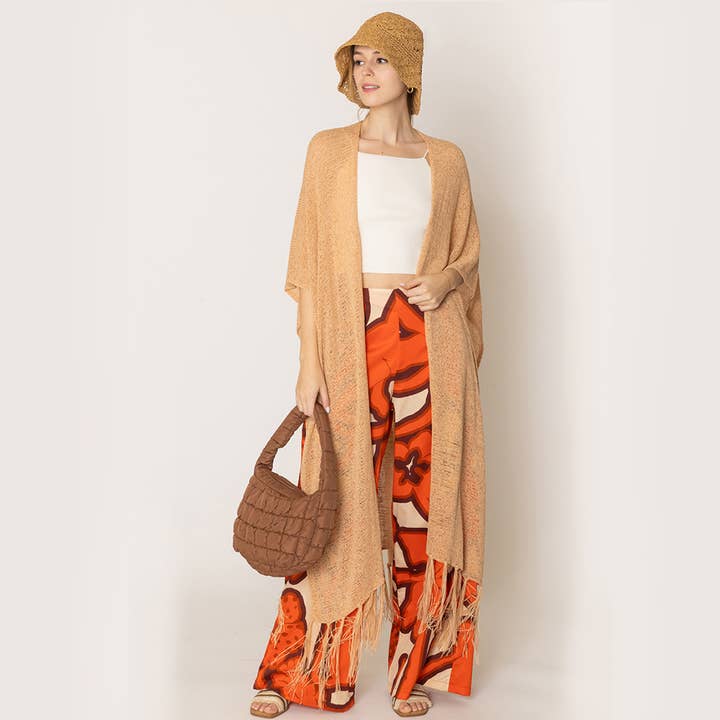 Fashion City - Venta al por mayor Kimono - Mujer - Cárdigan largo de punto con flecos y forro tipo kimono33