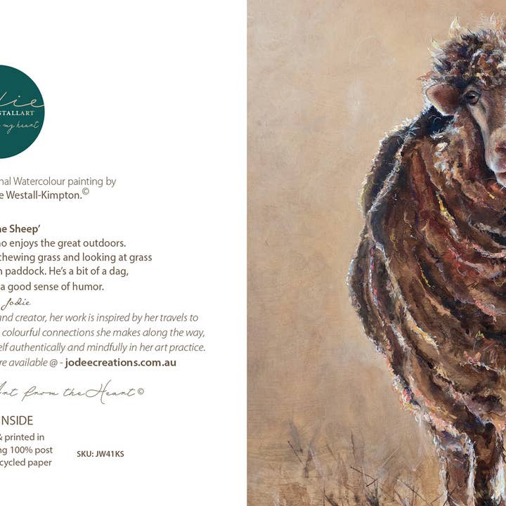 Jodie Westall Art - Wholesale Everyday Greeting Card - Kevin the Sheep - Greeting Card2