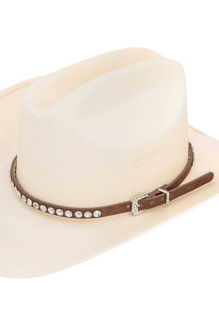Rope & Spurs - Vente Accessoire pour chapeau – femme - Bandeau en cuir avec clous en cristal1