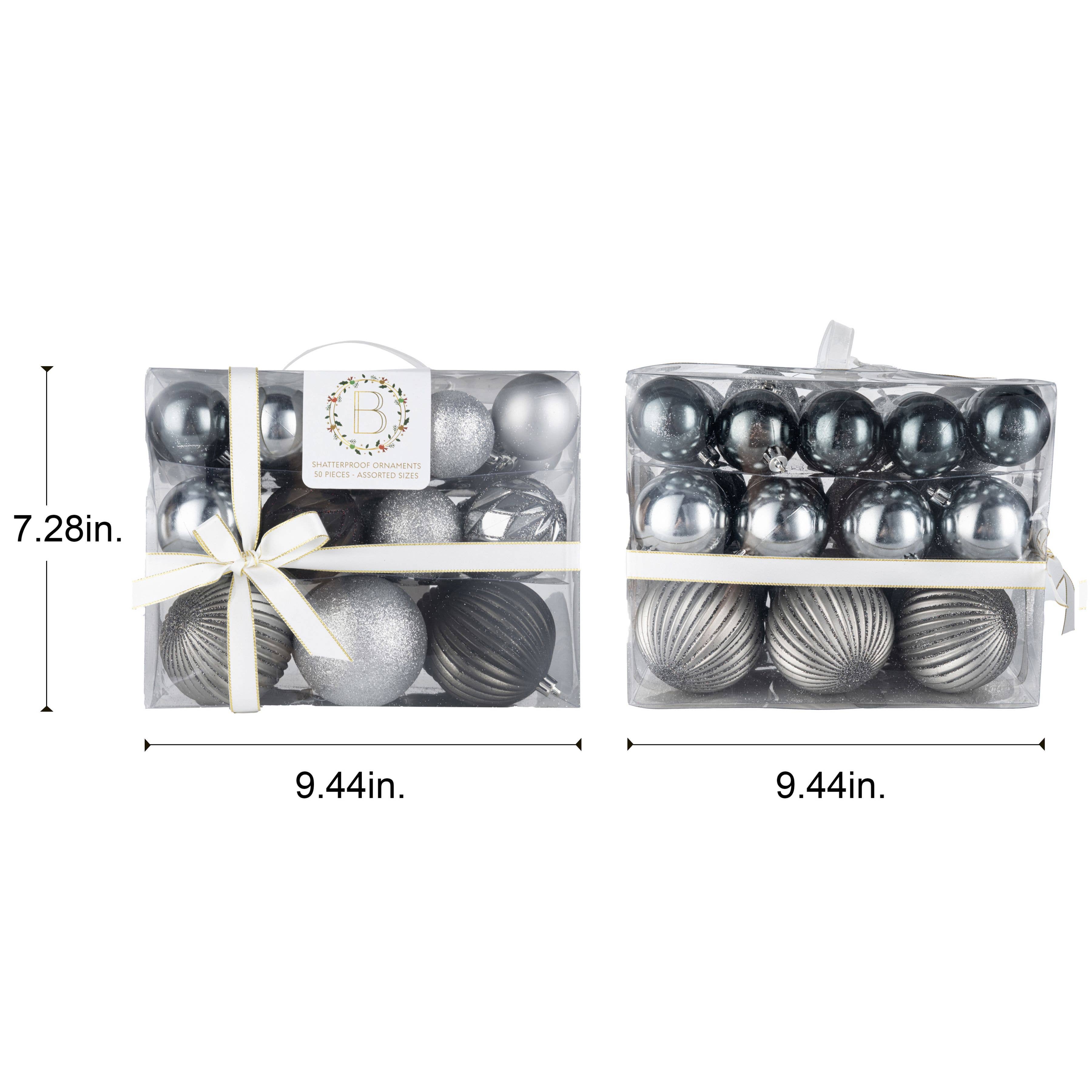 DesignStyles Home – wholesale Prydnadsset – Becki Owens set med 50 svarta och silverfärgade juldekorationer2