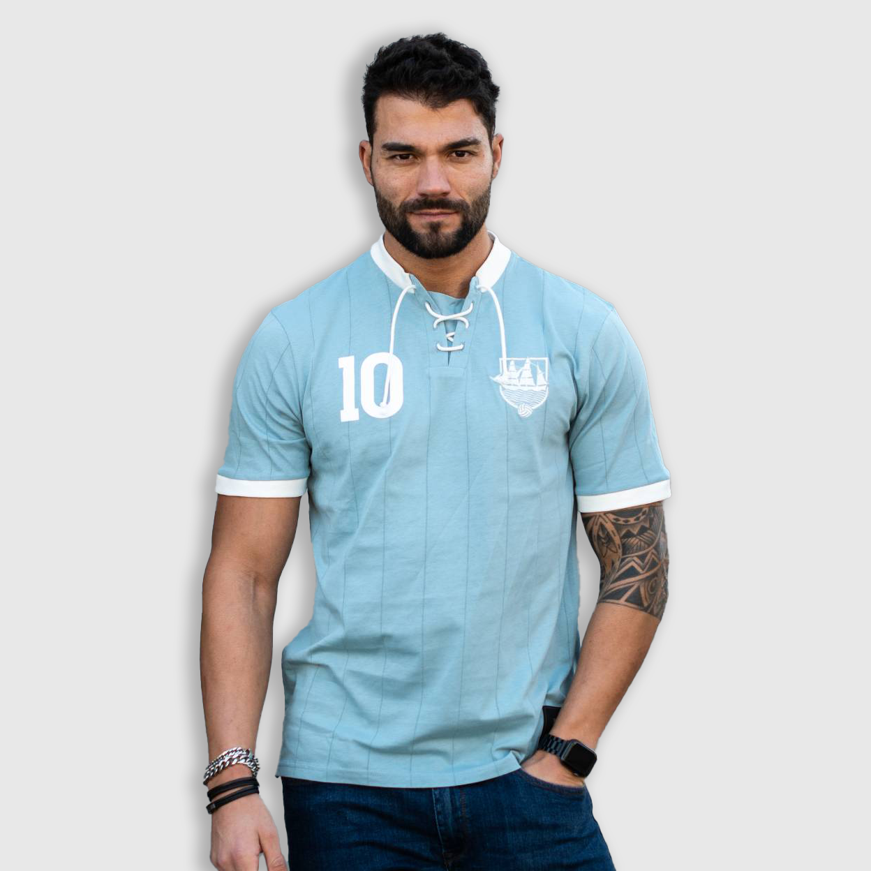 Football Town - Wholesale T-Shirt - Men's - Retro with Laces The Ship5