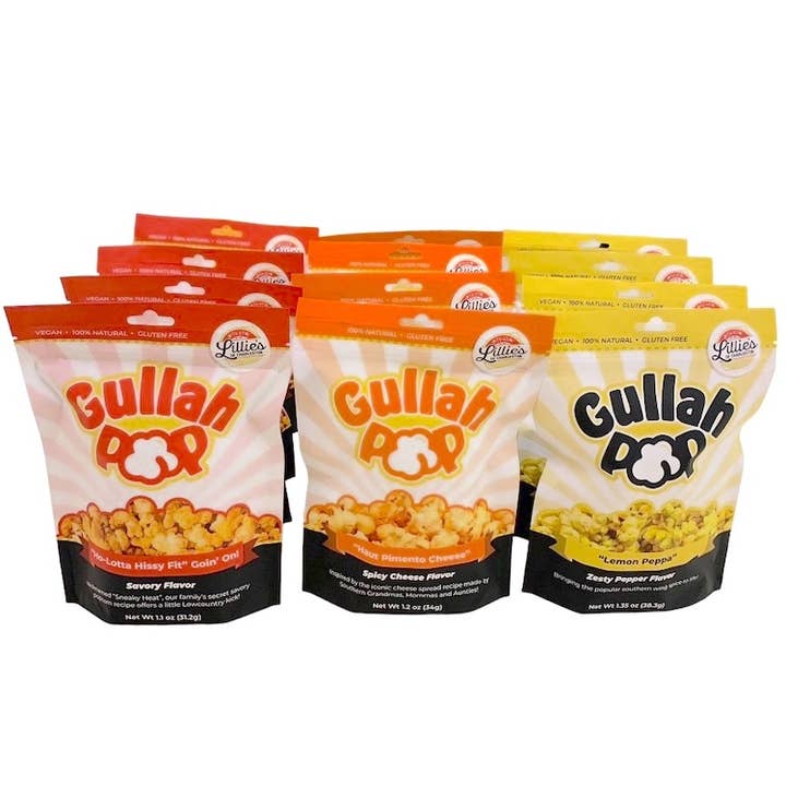 Lillie's of Charleston - Wholesale Popcorn - Gullah Pop Popcorn 3 Flavor Variety Case, 12 ct.1