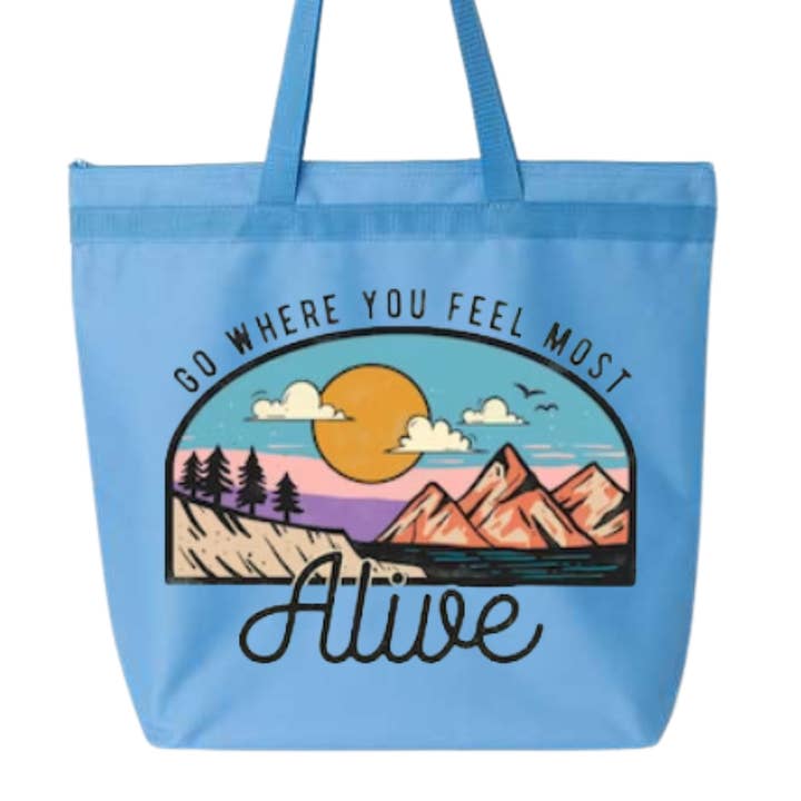Go Where You Feel Most Alive | Zipper Tote Bag for wholesale by Homemade by Hunt