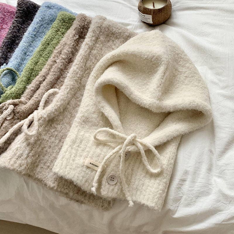 Dipped Shop – Engroshandel Beanie - Dame – Hue og tørklæde i ét stykke med ensfarvet knap DPS160513