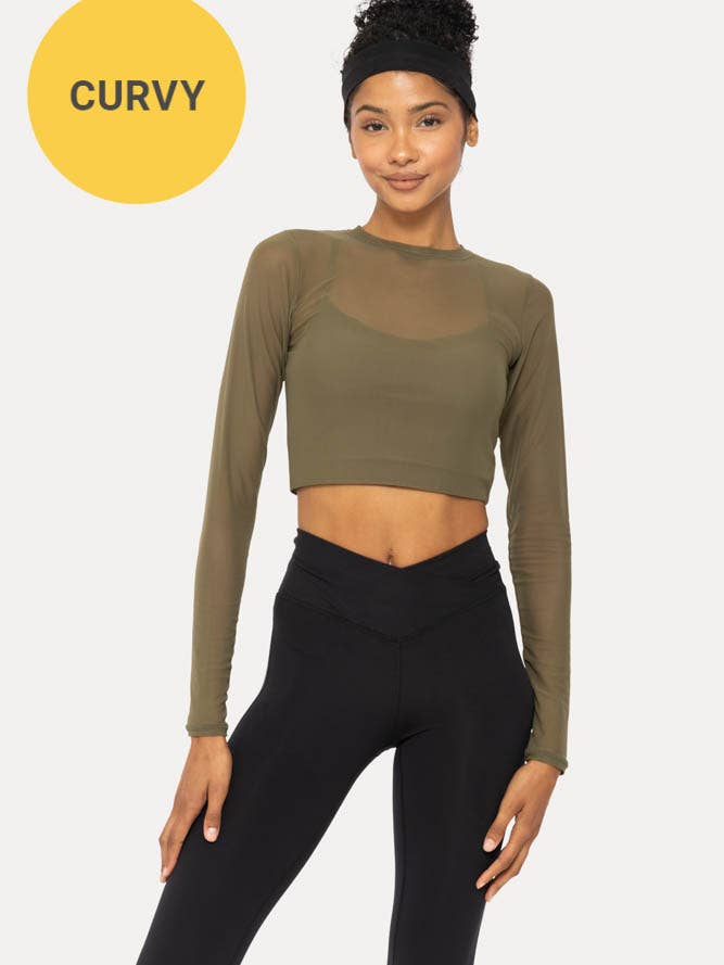 Mono B - Wholesale Athletic Top - Women's - CURVY Sheer Mesh Long Sleeve with Lining4