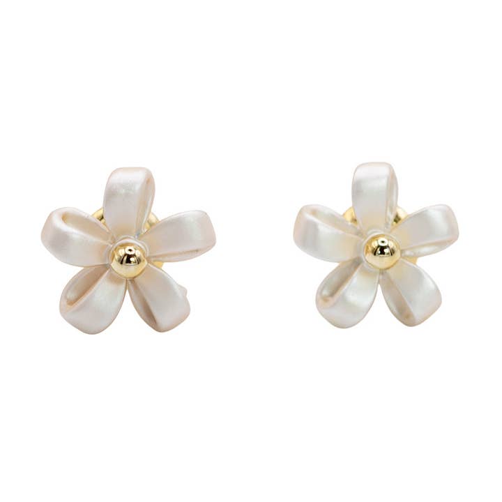 Mini Flower Earring in Snow White for wholesale by White Leaf