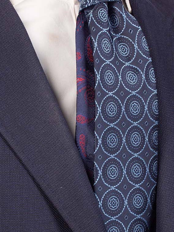 Gravata Azul Padrão Celeste Nó em Contraste Azul Padrão Celeste N1042 por atacado de Graffeo Cravatte