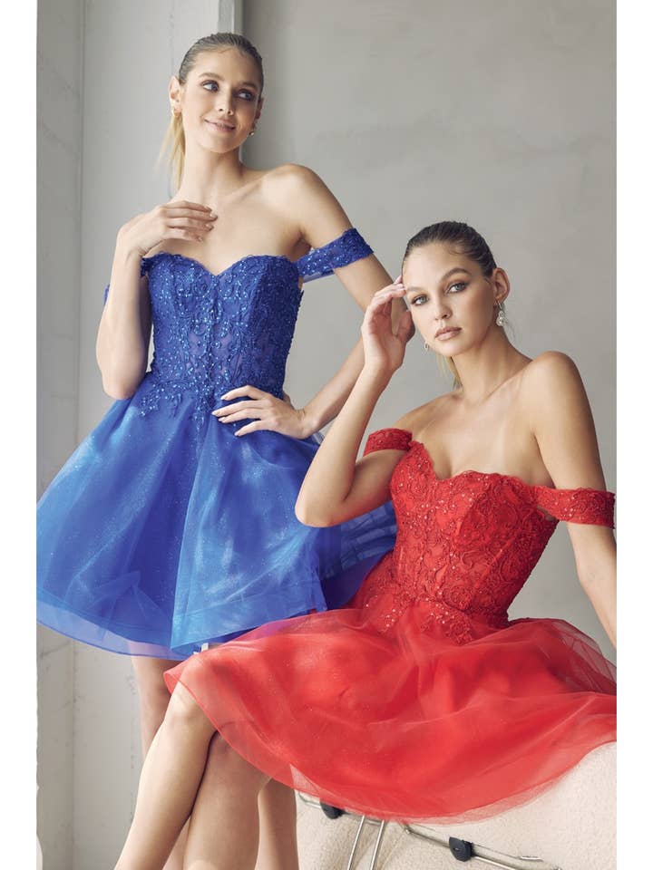 ROBE TRAPÈZE EN TULLE À PAILLETTES AVEC ÉPAULES DÉNUDÉES pour la vente par Juliet