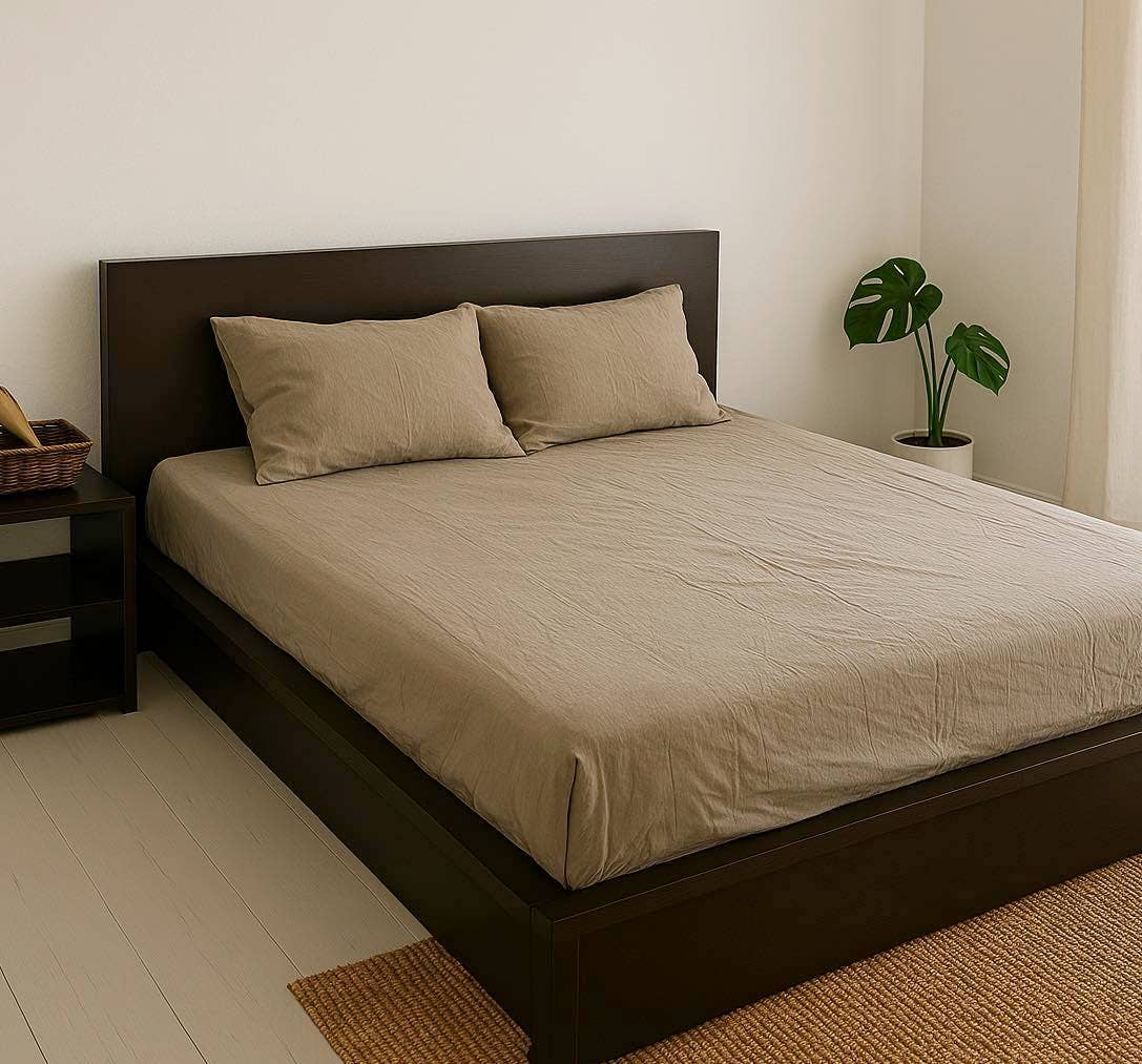 Q VITA - Wholesale Fitted Sheet - 100% French Linen Fitted Sheet (6 color options)2