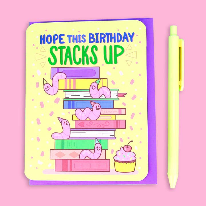 Turtle's Soup - Wholesale Birthday Card - Stacks Up Book Birthday Greeting Card0